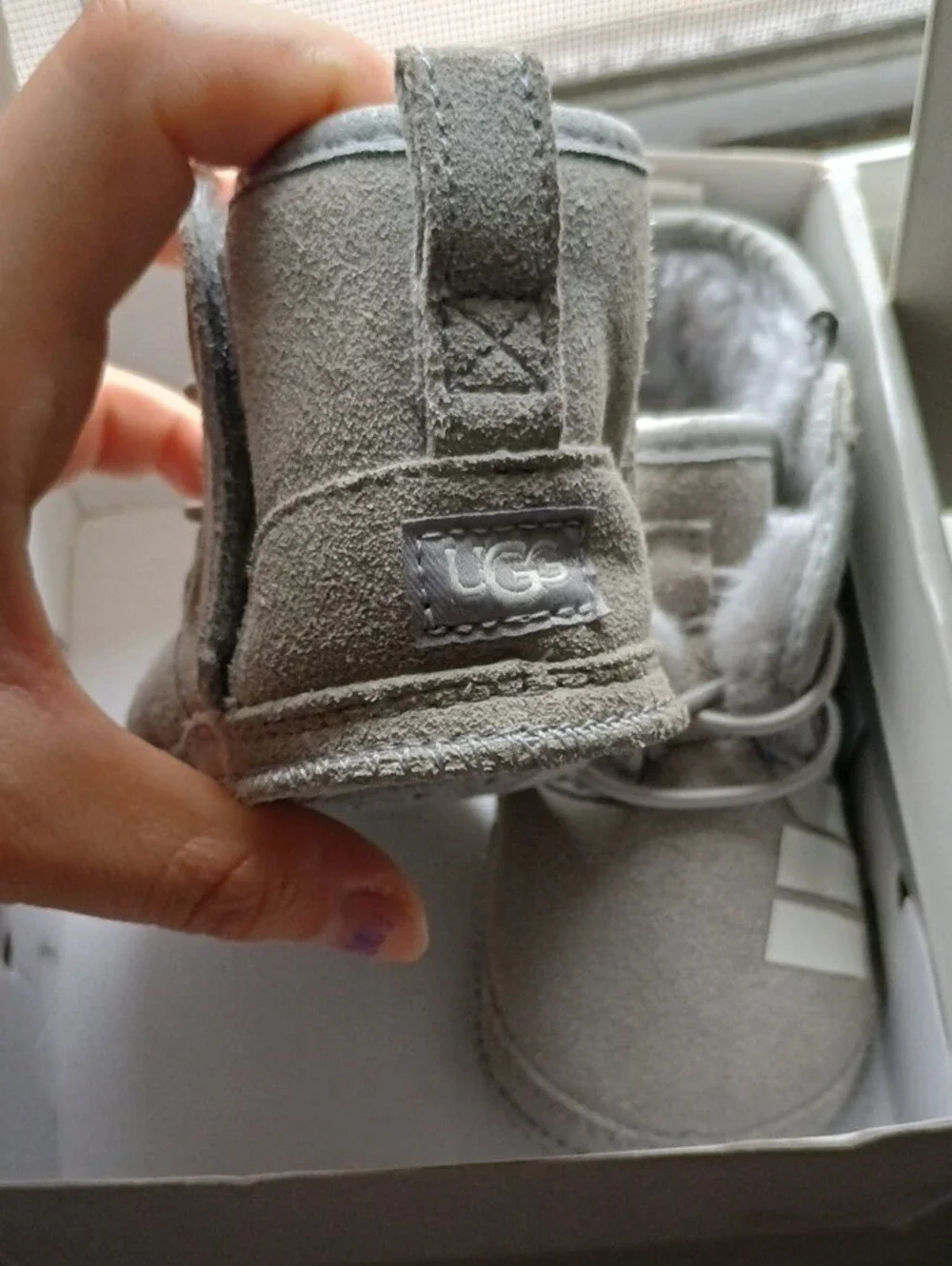 Baby Toddler Size 4 Gray Suede Fur Lined Ugg Boots